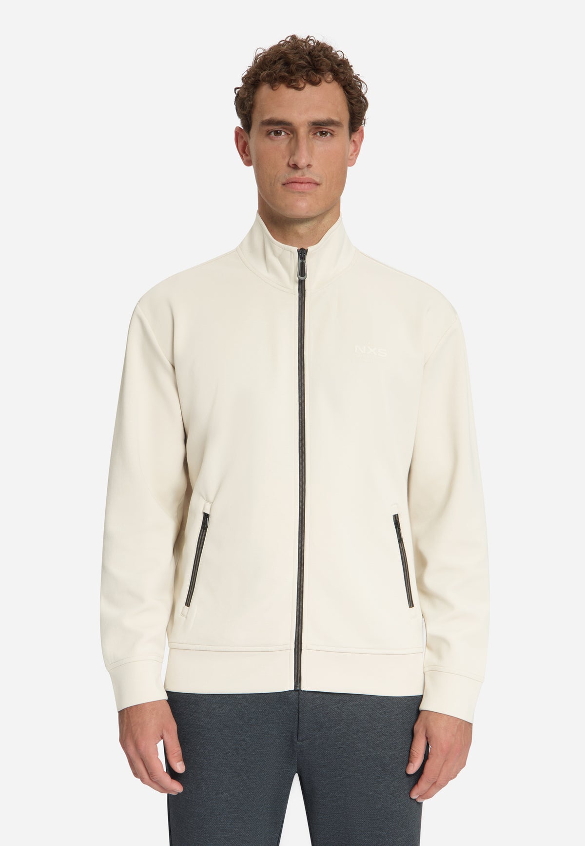 Sweater mit durchgehendem Reißverschluss | stone