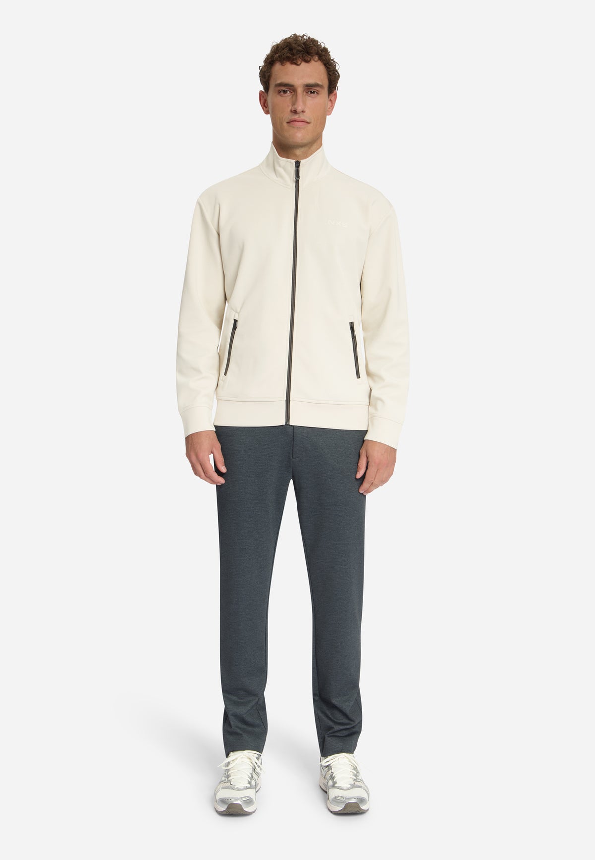 Sweater mit durchgehendem Reißverschluss | stone