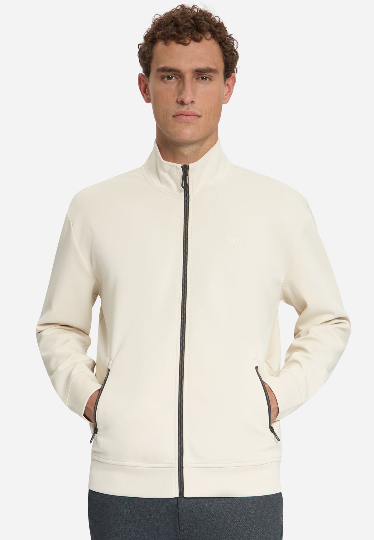 Sweater mit durchgehendem Reißverschluss | stone