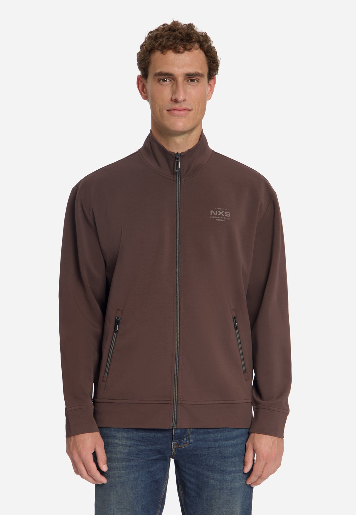 Sweatshirt mit durchgehendem Reißverschluss | Dark Brown