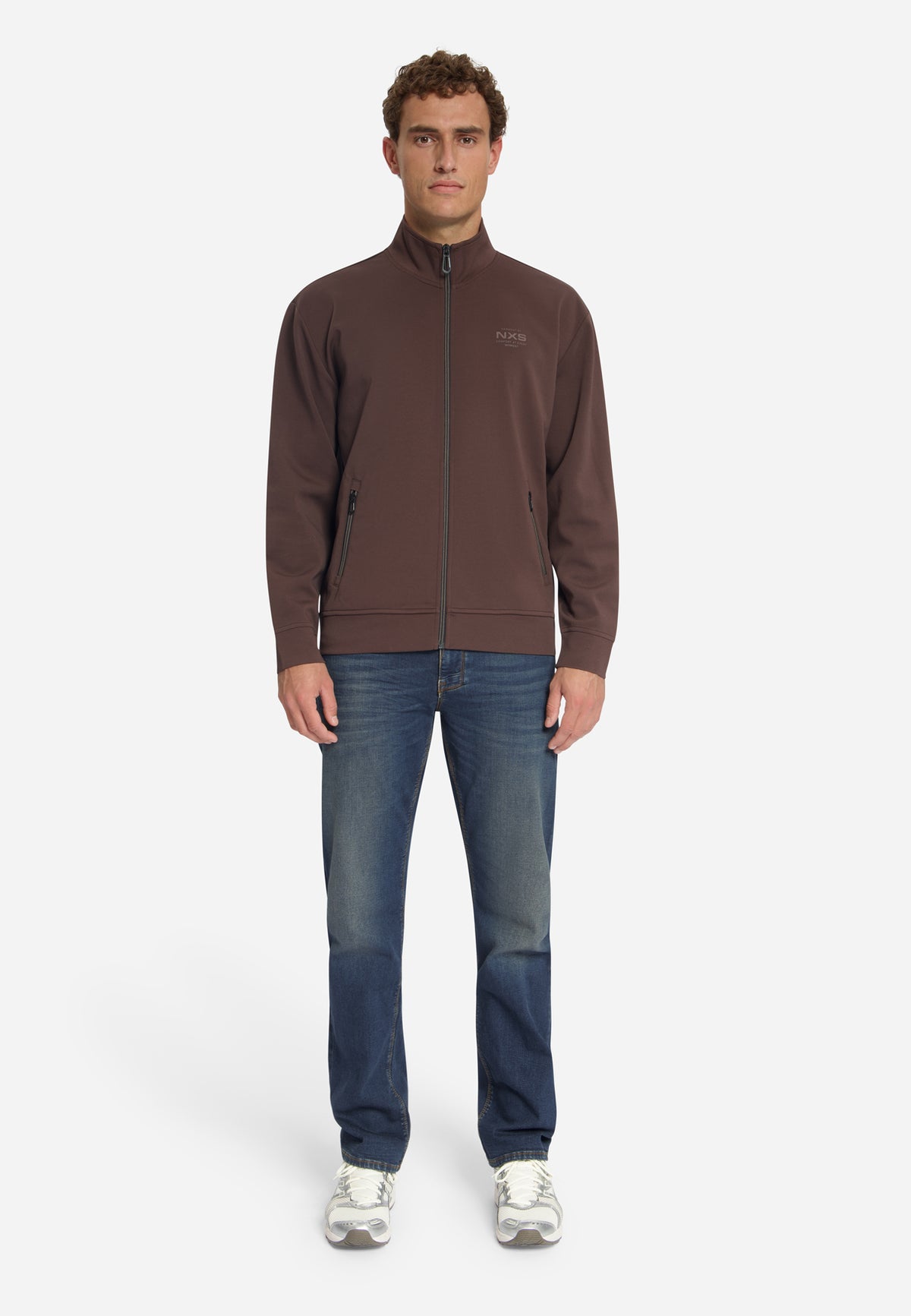 Sweatshirt mit durchgehendem Reißverschluss | Dark Brown