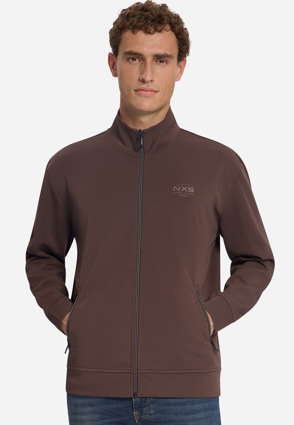 Sweatshirt mit durchgehendem Reißverschluss | Dark Brown