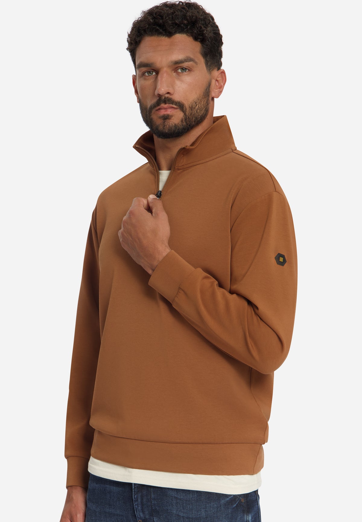 Half-Zip-Sweatshirt | Caramel