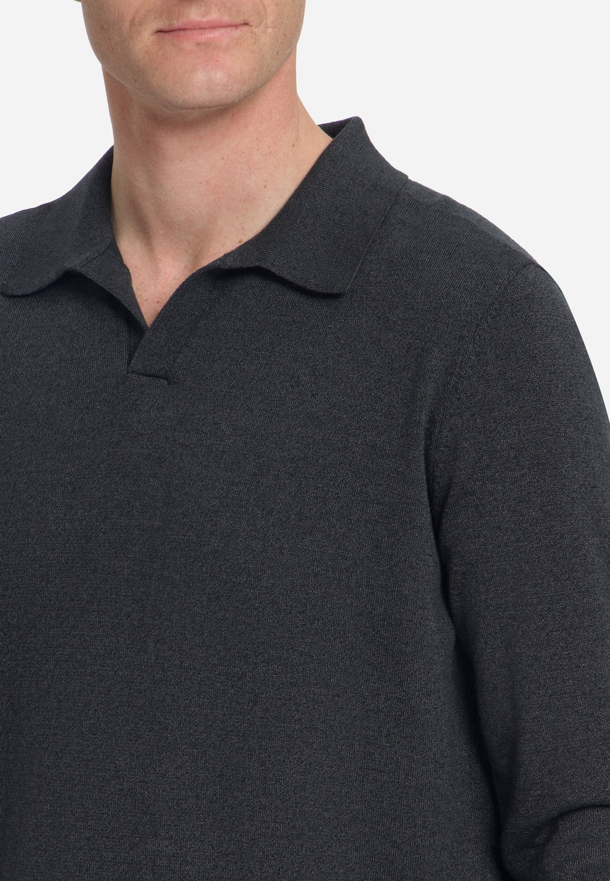 Melierter Polopullover | Dark Grey