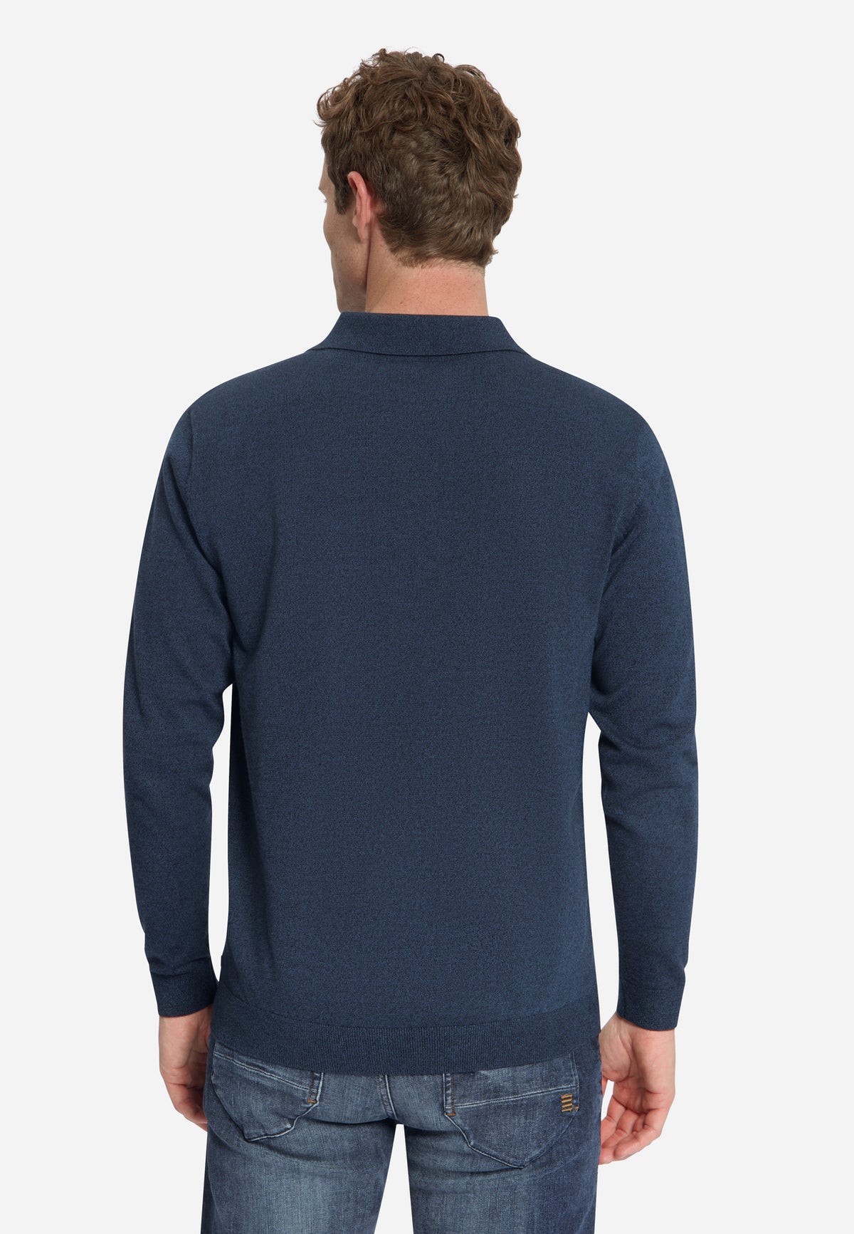 Melierter Polopullover | Navy