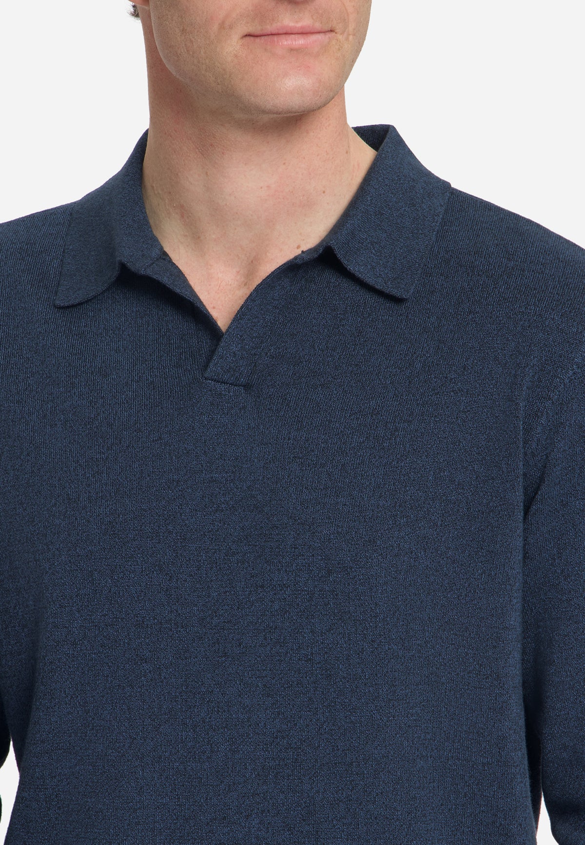 Melierter Polopullover | Navy