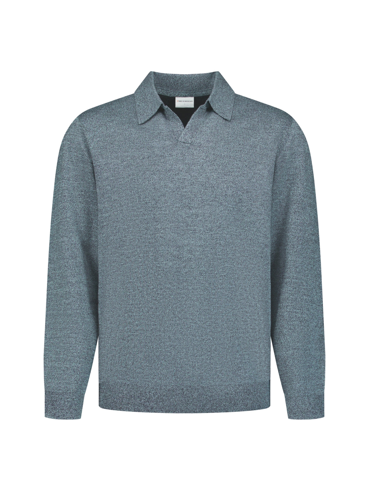 Melierter Polopullover | Dusty Blue