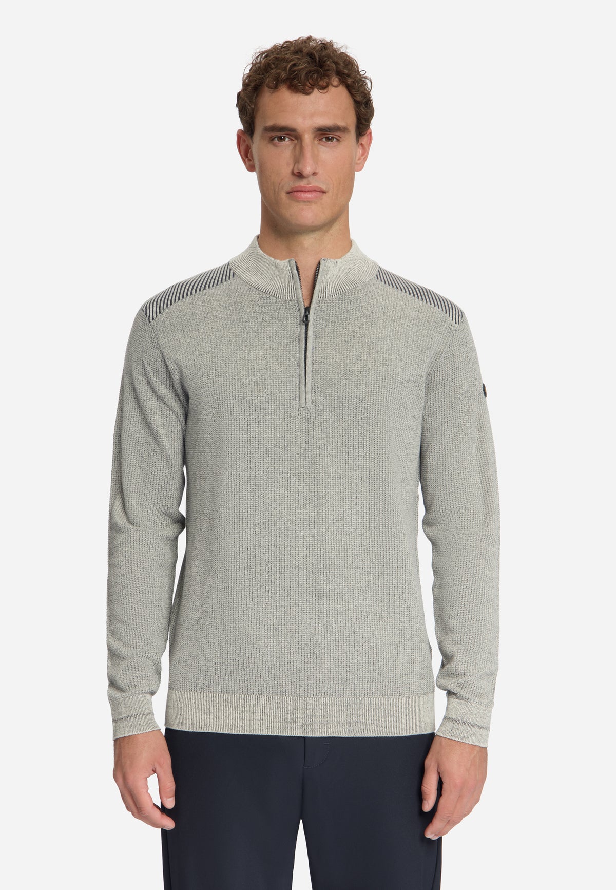 Pullover mit Halbreißverschluss und Metallverzierung | stone