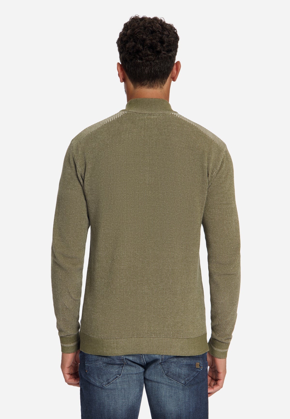 Plated Half-Zip-Pullover | Moss