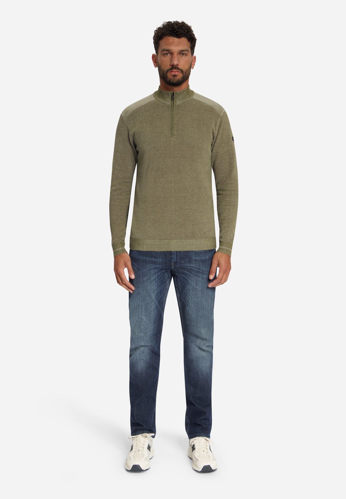 Plated Half-Zip-Pullover | Moss
