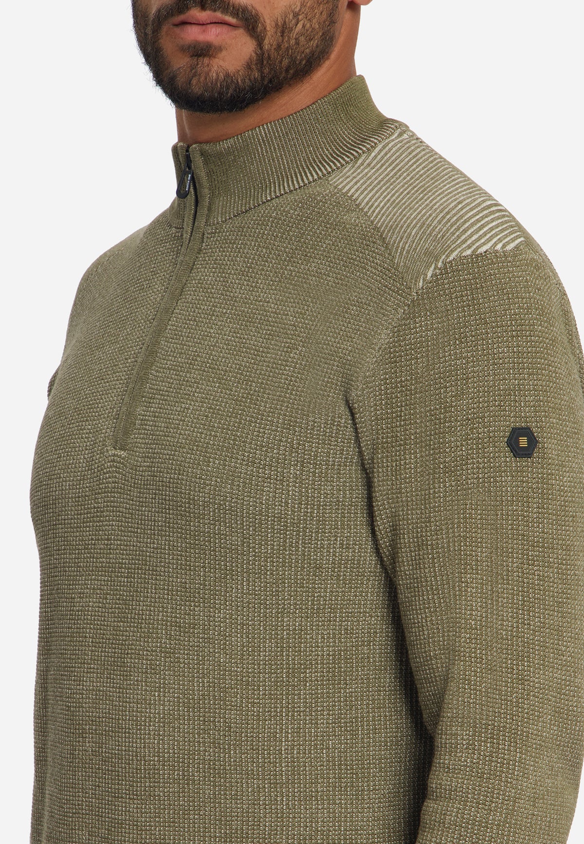 Plated Half-Zip-Pullover | Moss