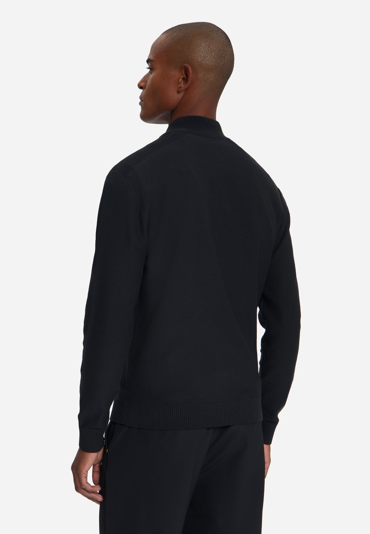 Strickjacke mit durchgehendem Reißverschluss | Black