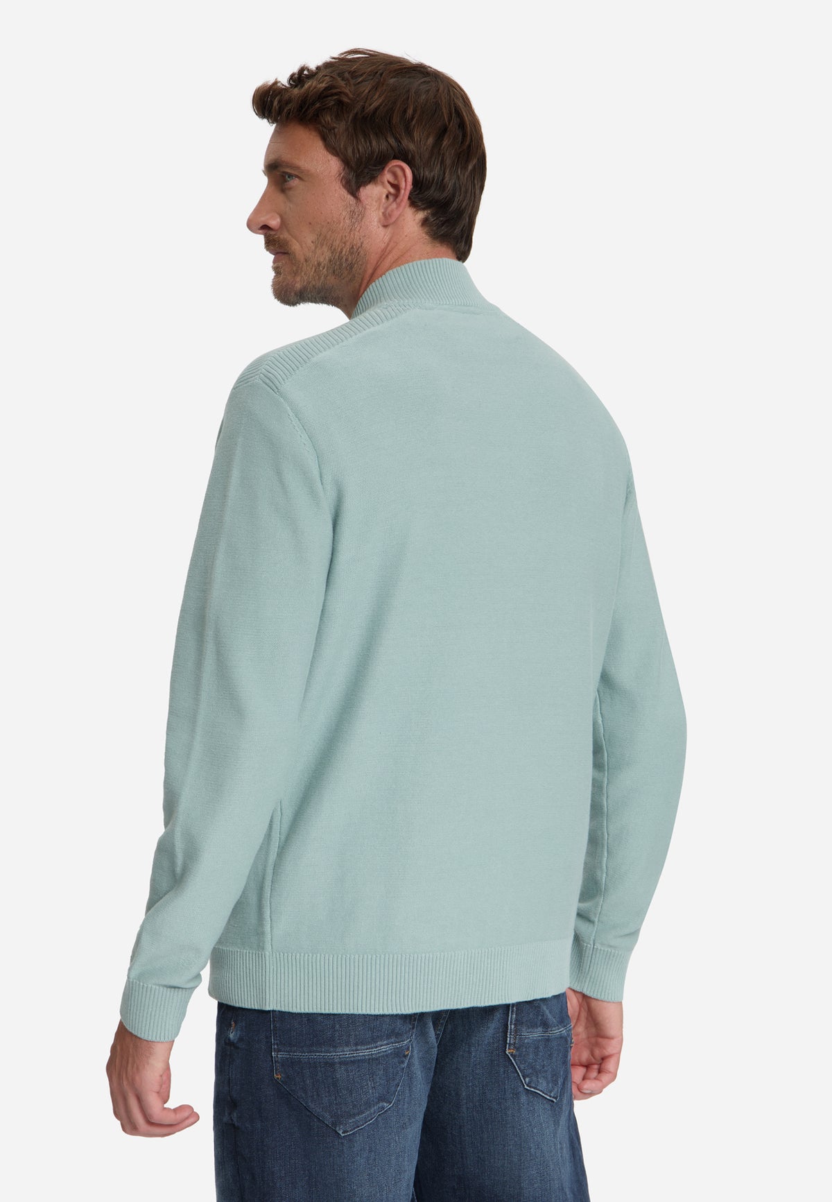 Strickjacke mit durchgehendem Reißverschluss | Dusty Blue