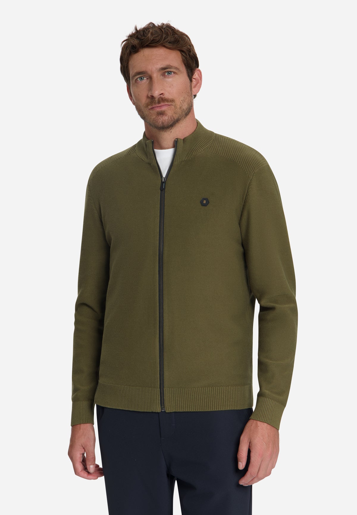 Strickjacke mit durchgehendem Reißverschluss | Moss