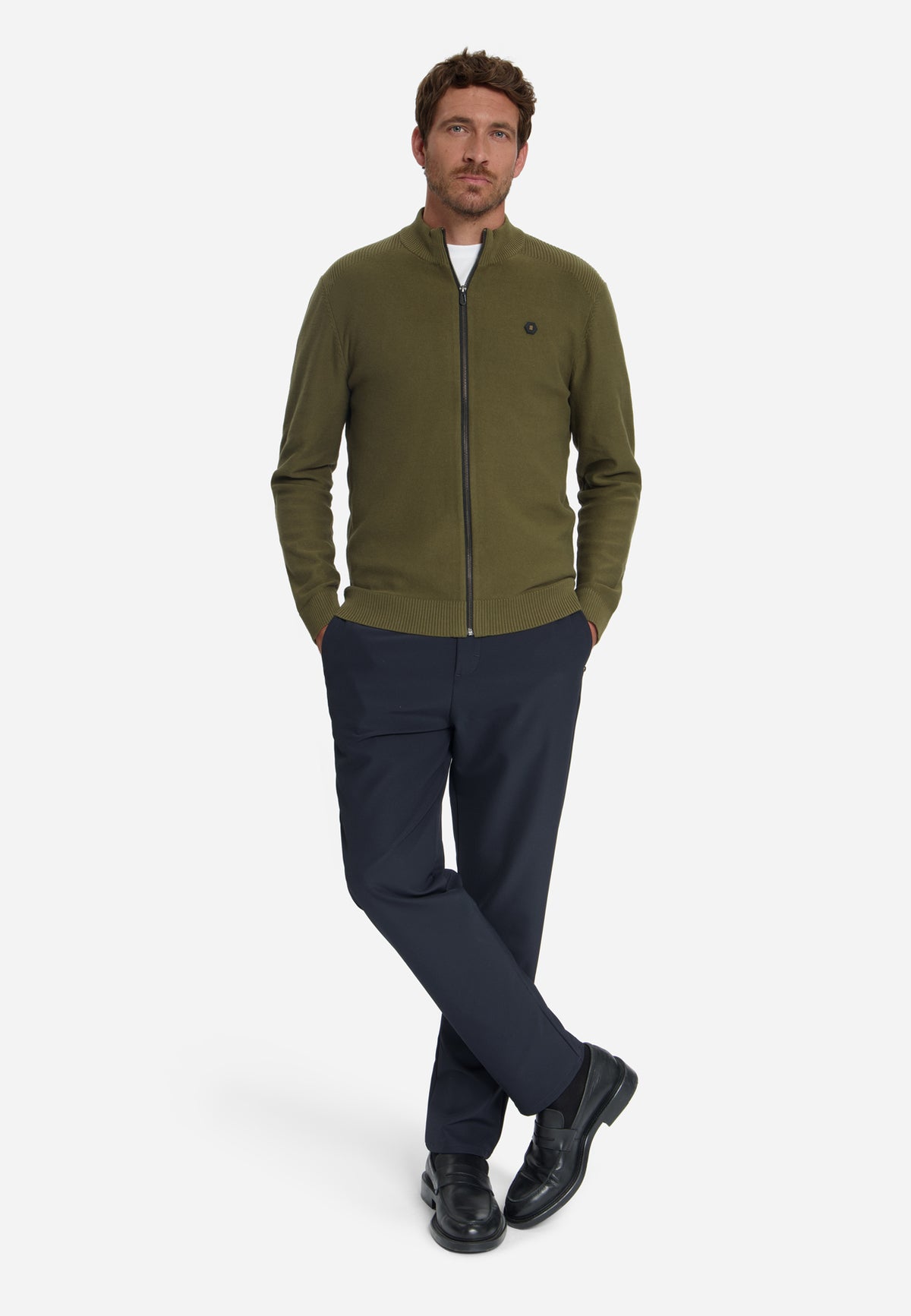 Strickjacke mit durchgehendem Reißverschluss | Moss