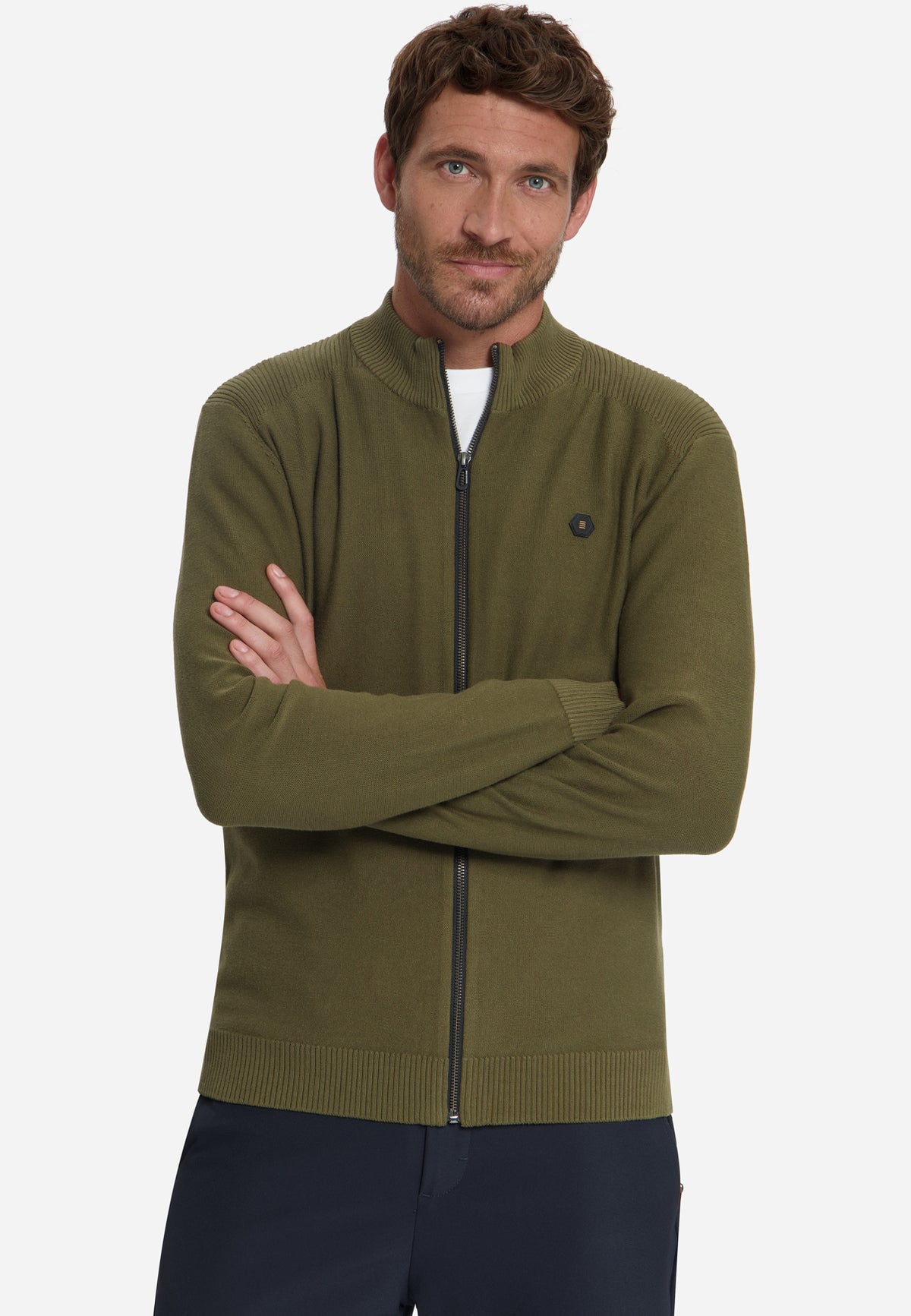 Strickjacke mit durchgehendem Reißverschluss | Moss