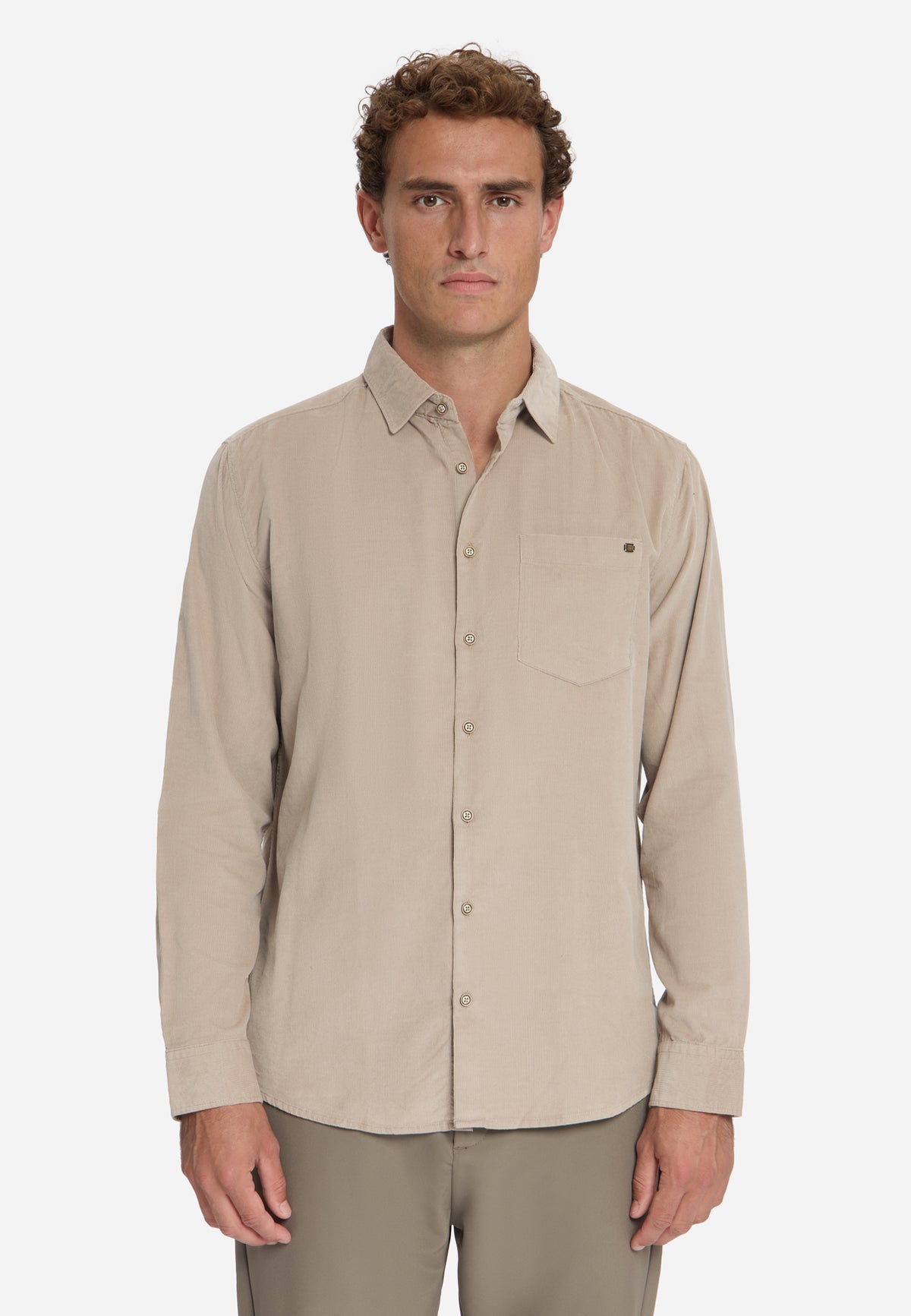 Fine Corduroy Shirt | Cement