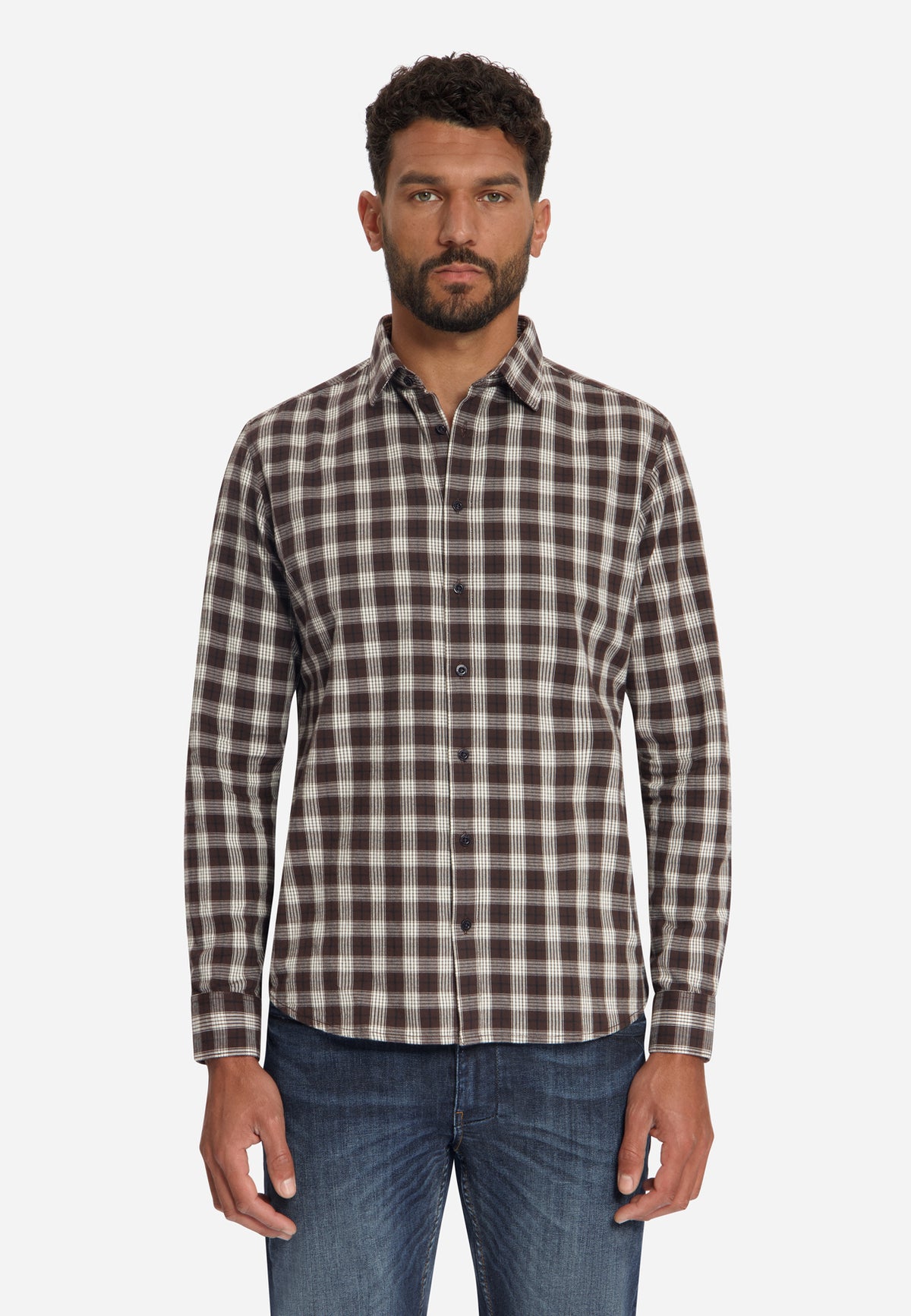 Baumwollhemd mit Karomuster | Dark Brown