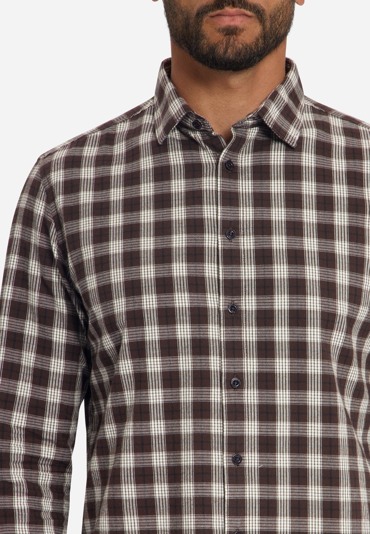 Baumwollhemd mit Karomuster | Dark Brown
