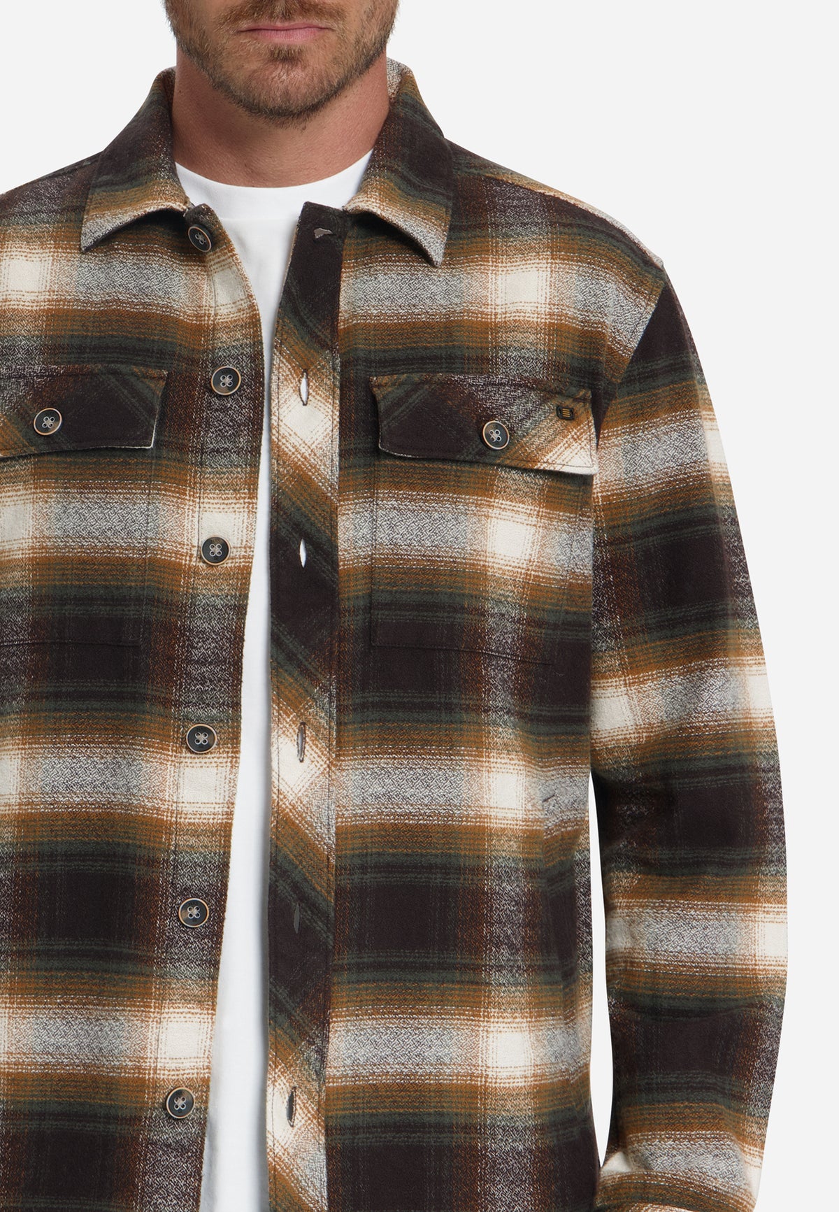 Baumwoll-Overshirt mit Karomuster | Stone