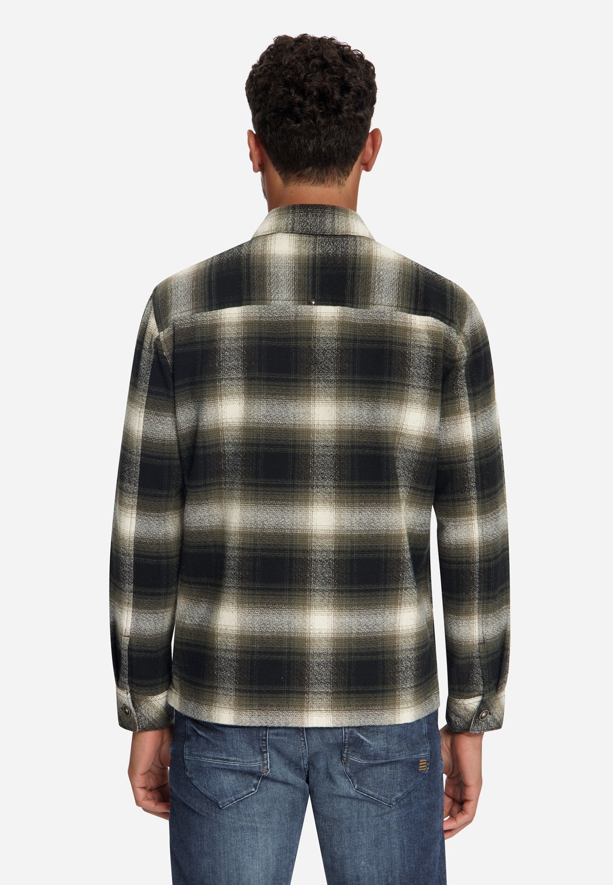 Baumwoll-Overshirt mit Karomuster | Black