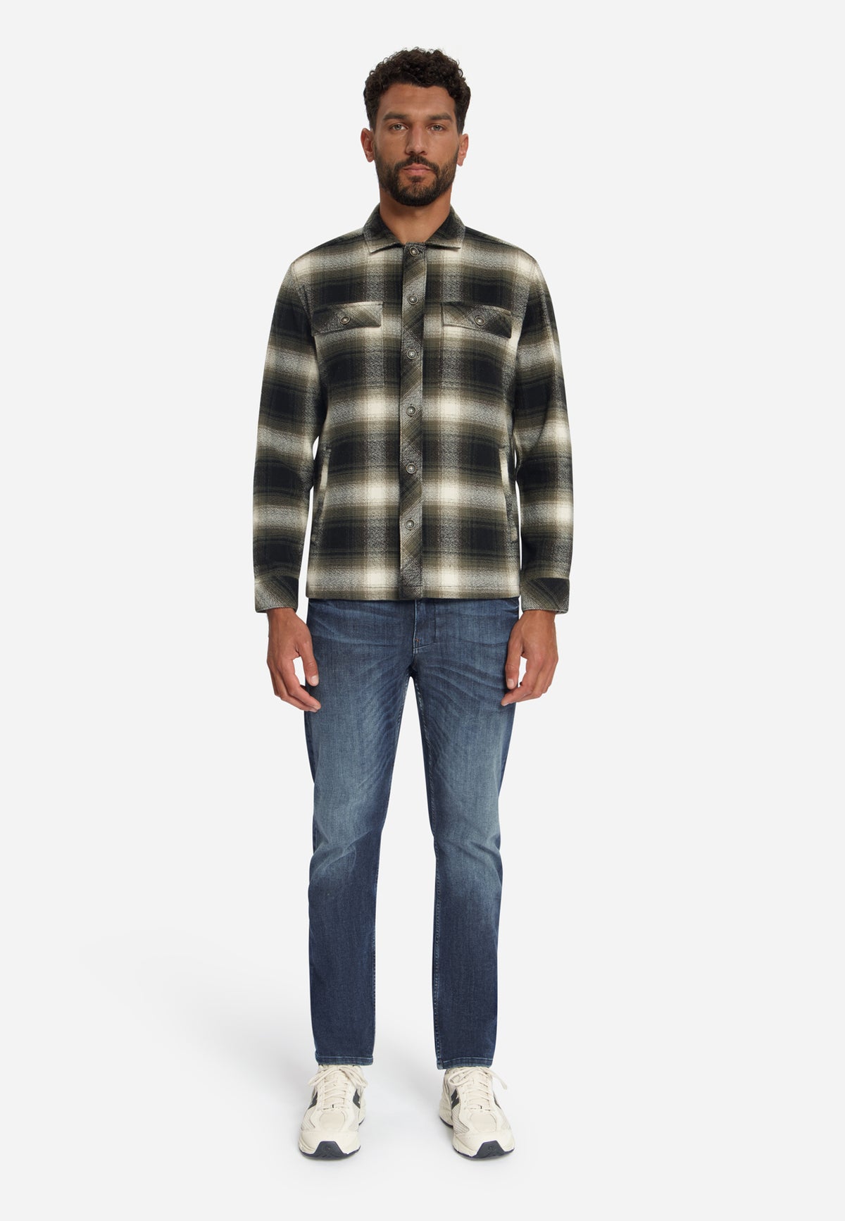 Baumwoll-Overshirt mit Karomuster | Black