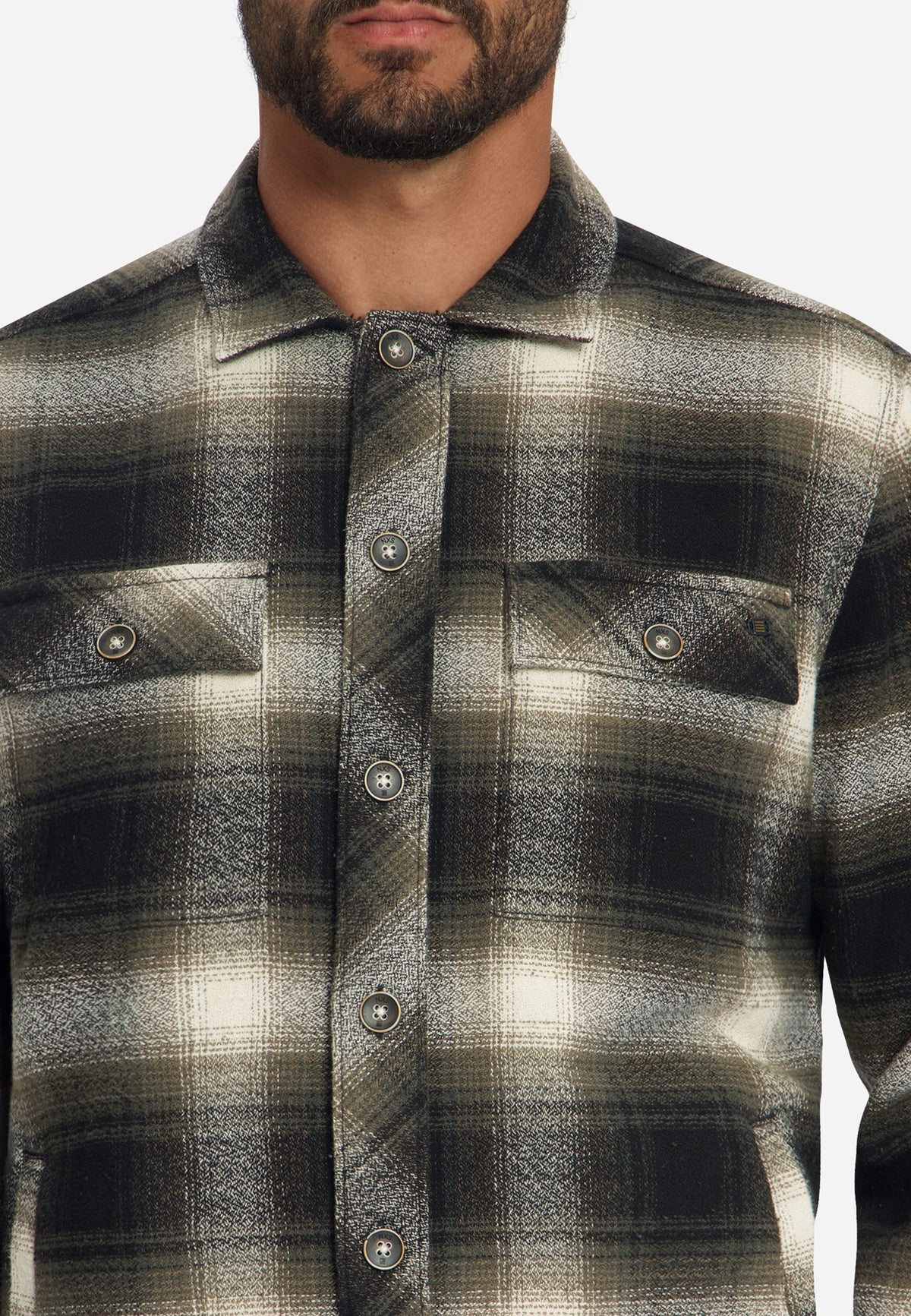 Baumwoll-Overshirt mit Karomuster | Black
