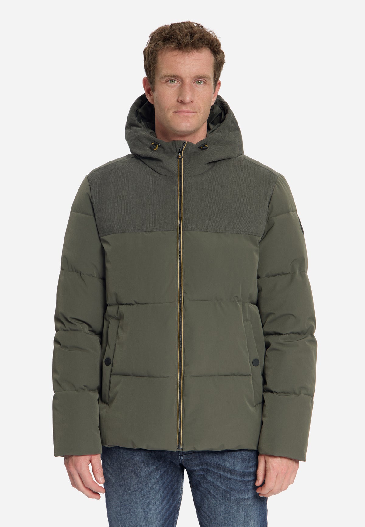 Jacke, kurze Passform, Daunenjacke, Cord-Mix | army