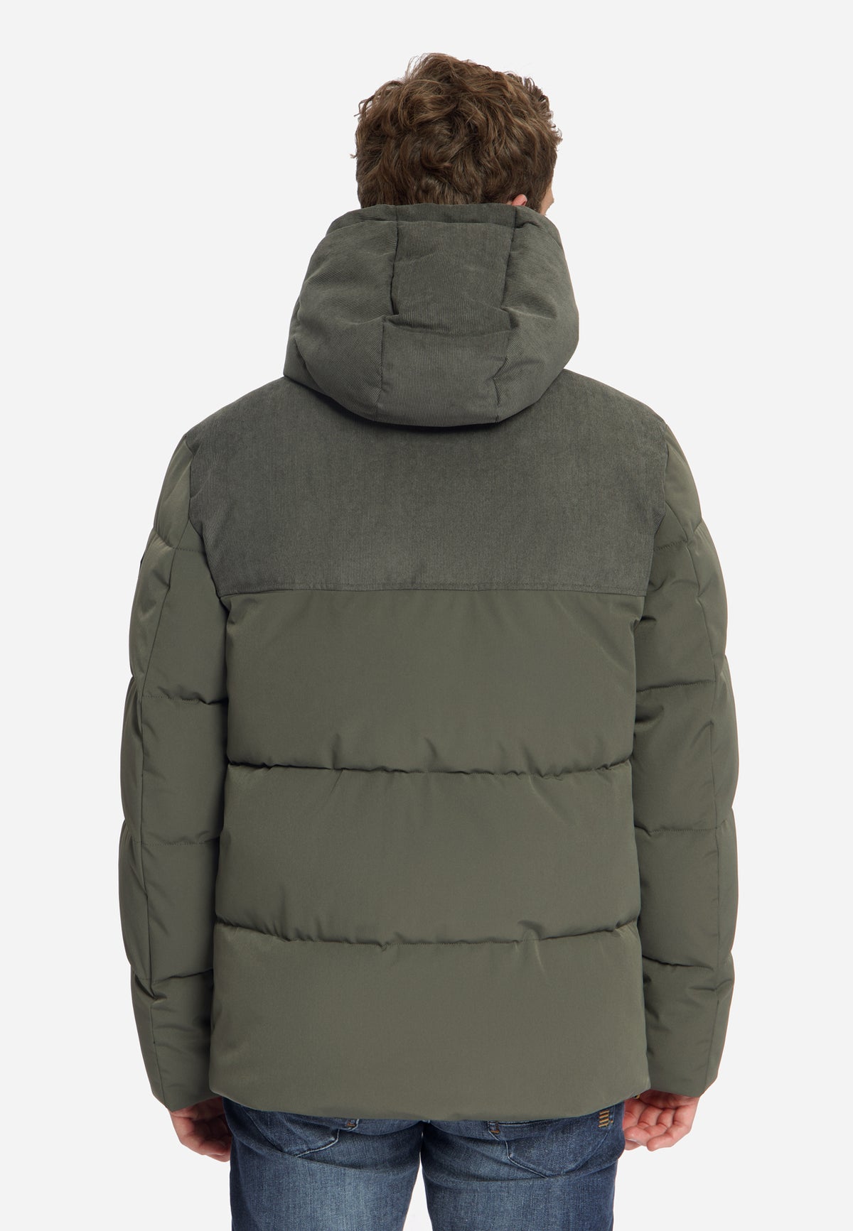 Jacke, kurze Passform, Daunenjacke, Cord-Mix | army