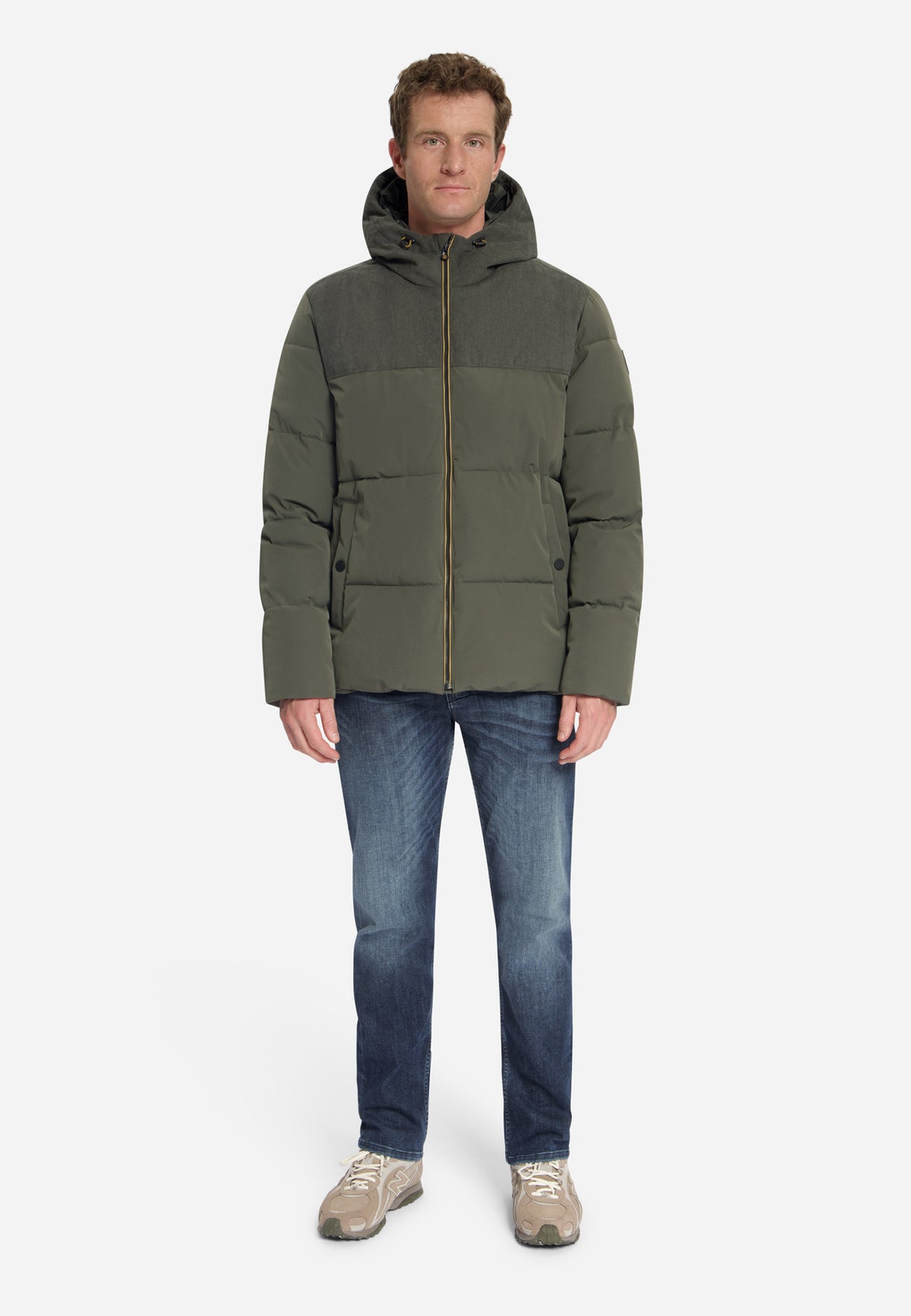 Jacke, kurze Passform, Daunenjacke, Cord-Mix | army