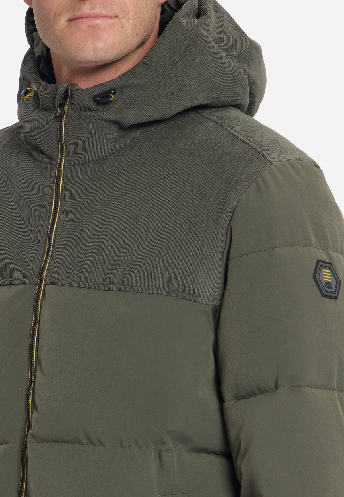 Jacke, kurze Passform, Daunenjacke, Cord-Mix | army