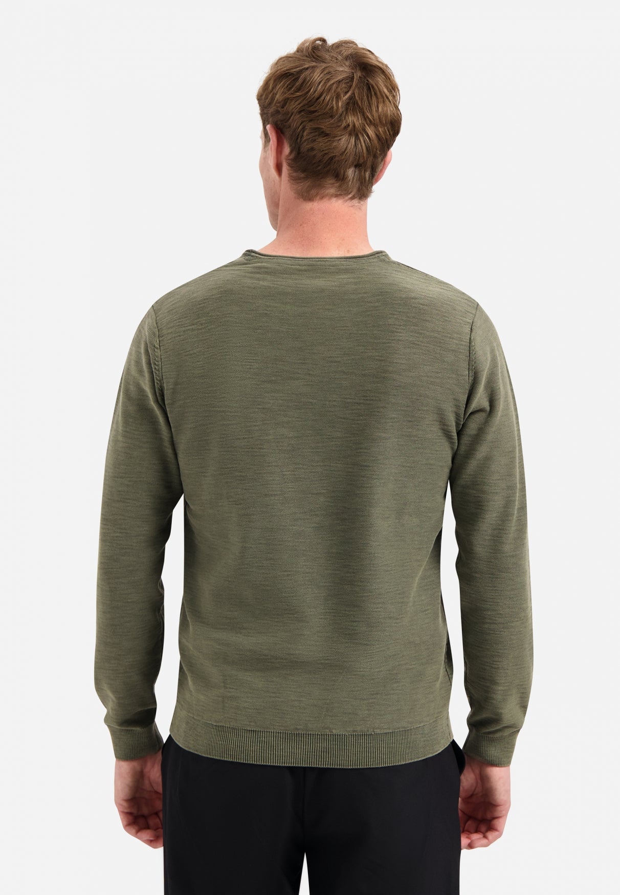 Timeless Basics Stone Washed Jumper | Dark Moss