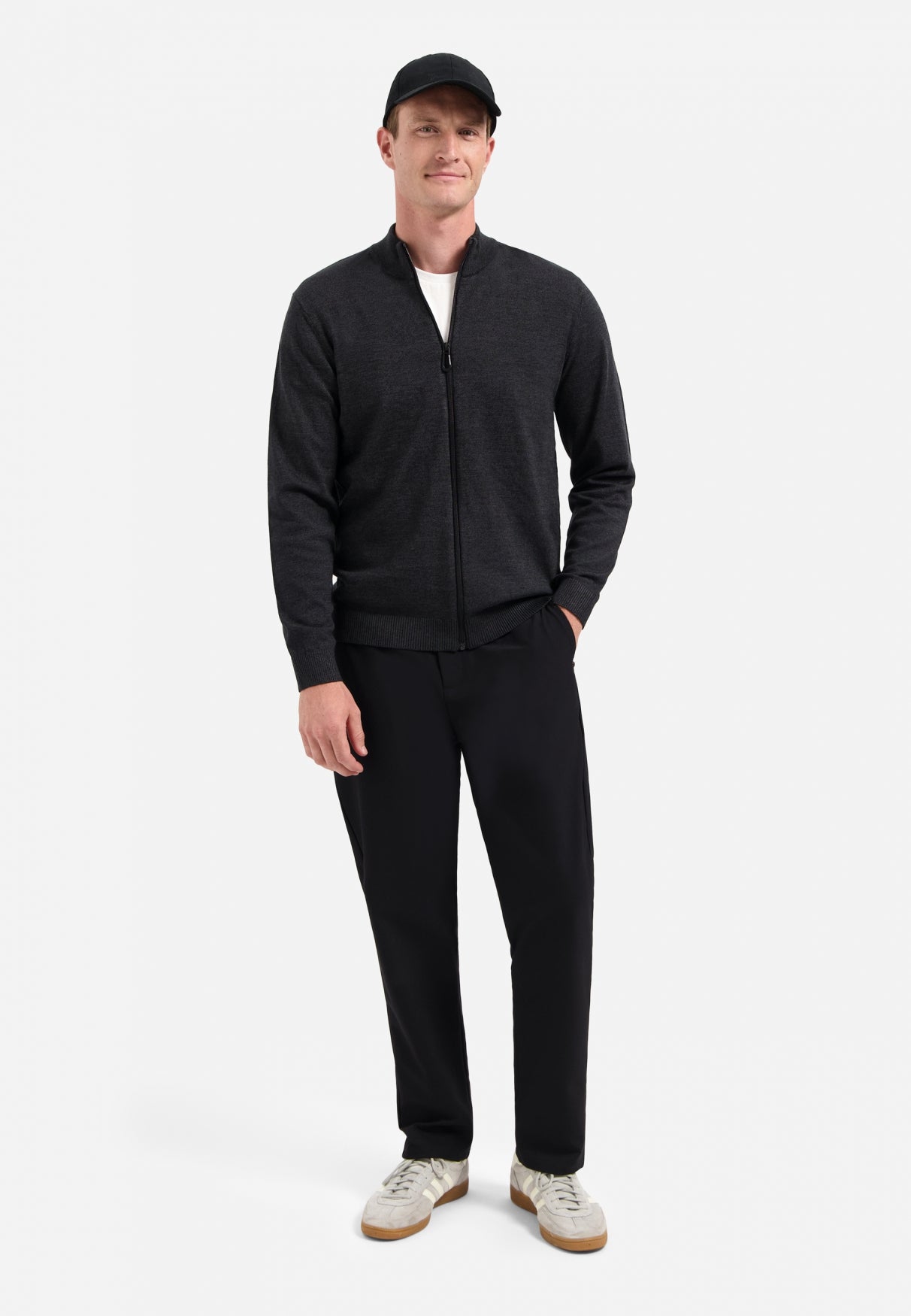 Timeless Basics Melange Cardigan | Dark Grey