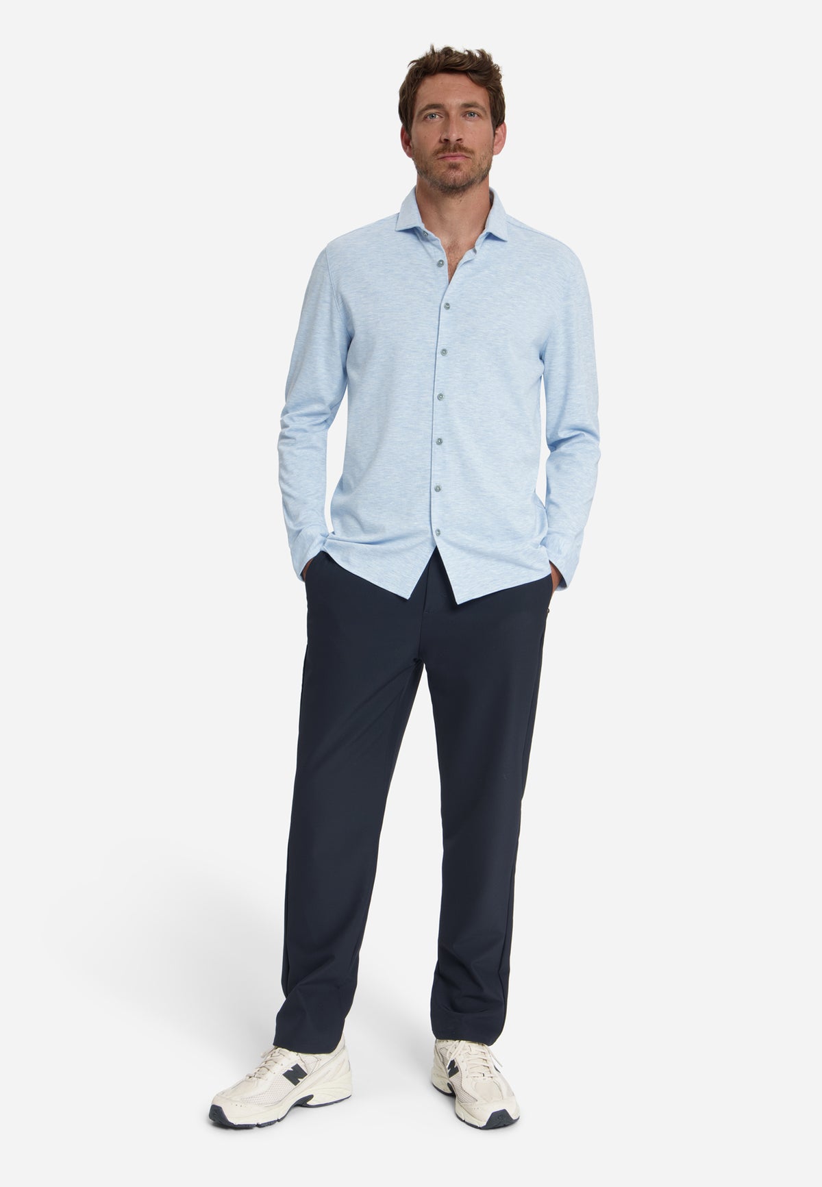 Timeless Basics Jersey-Hemd | Dusty Blue