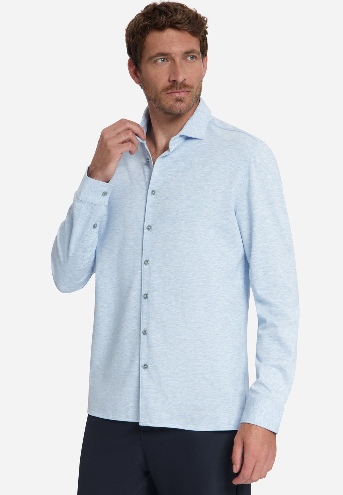 Timeless Basics Jersey-Hemd | Dusty Blue